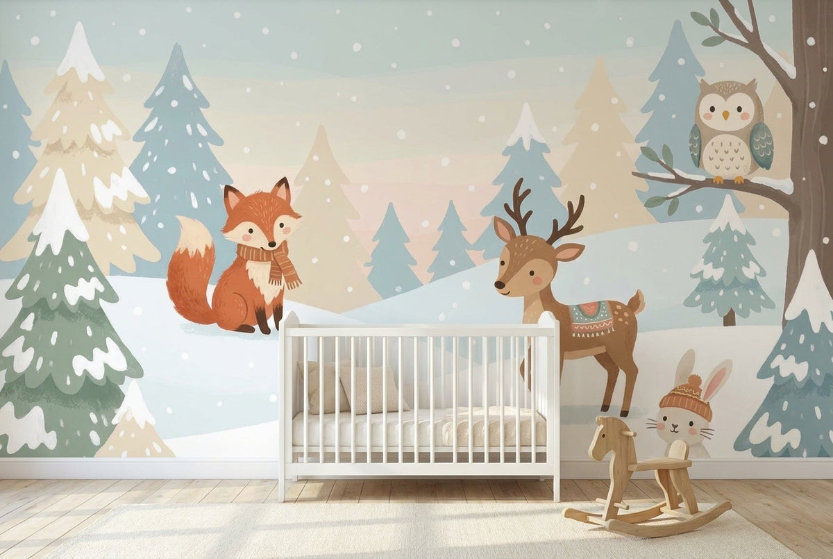 Papier peint mural Animaux de la Forêt en Hiver