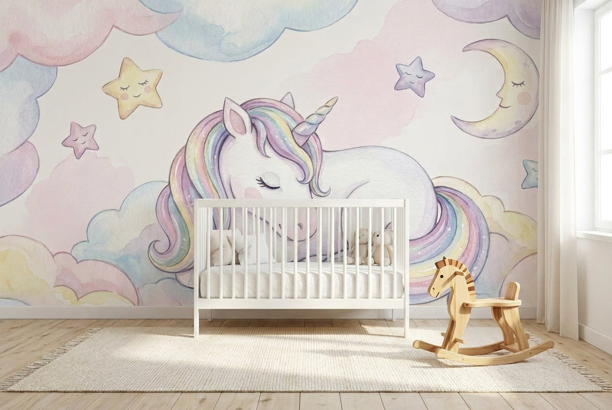 Papier peint mural Licorne aux Nuages Pastel