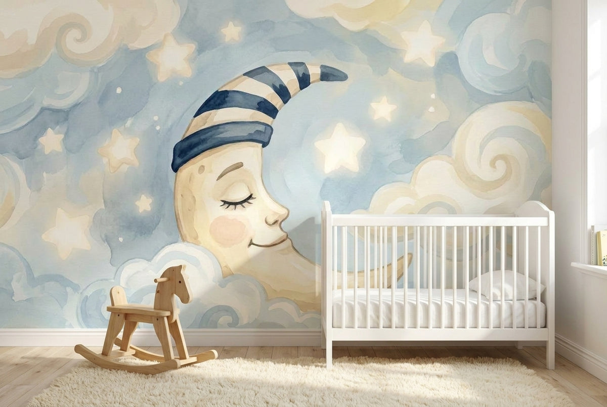 Papier peint mural Lune et Étoiles Endormies