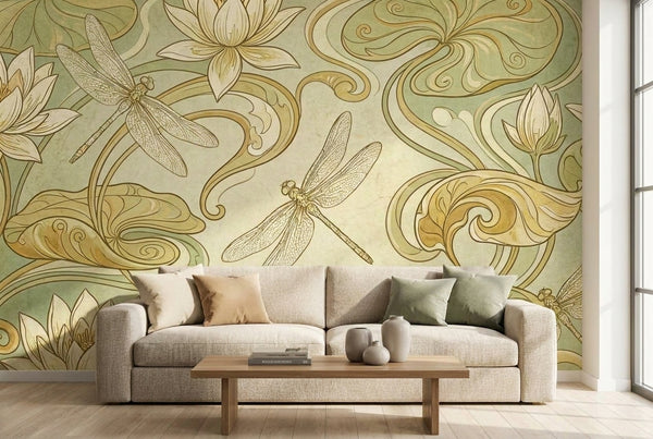 Papier peint mural Art Nouveau Libellules