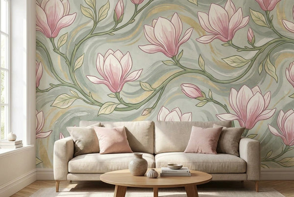Papier peint mural Art Nouveau Magnolias