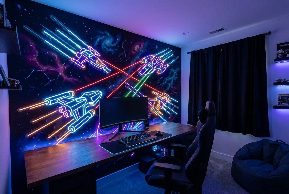 Papier peint mural Bataille Spatiale Néon