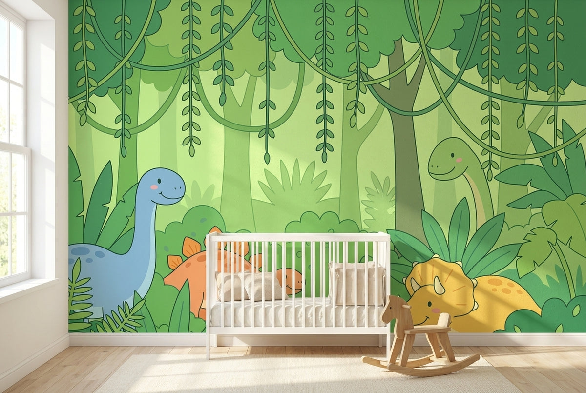 Papier peint mural Dinosaures Forêt d'Émeraude