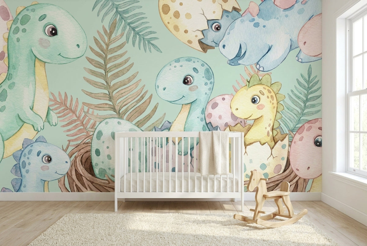 Papier peint mural Bébés Dinosaures au Nid