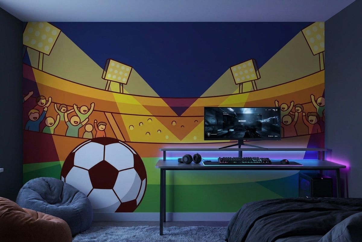 Papier peint mural Stade de Football sous les Projecteurs