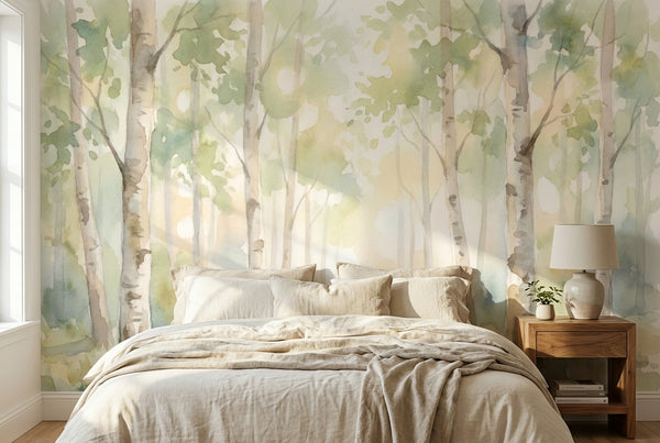 Papier peint mural Forêt de Bouleaux Apaisante