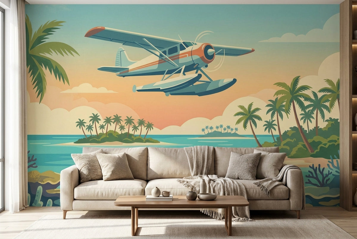 Papier peint mural Hydravion Lagon Tropical