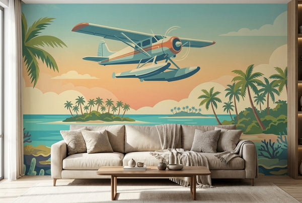 Papier peint mural Hydravion Lagon Tropical