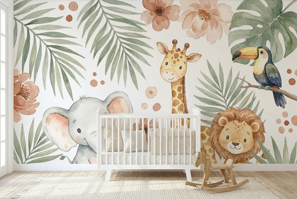 Papier peint mural Jungle Nursery Aquarelle