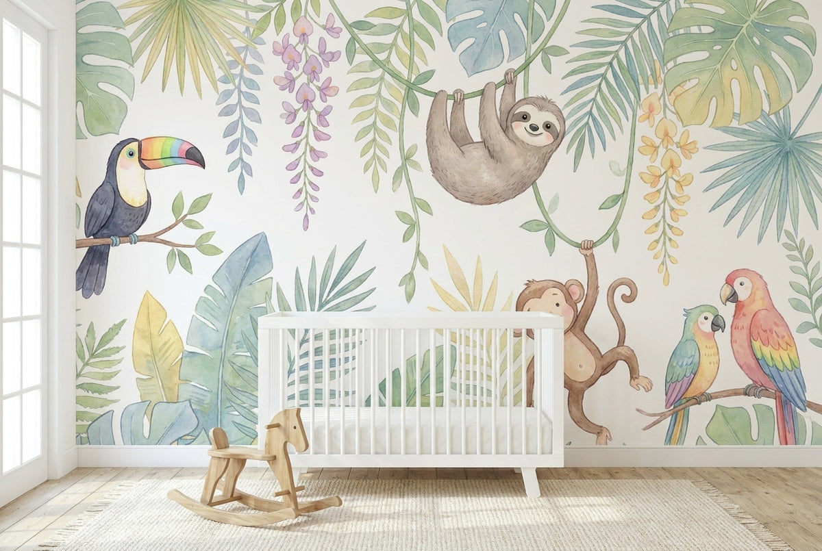 Papier peint mural Jungle Tropicale et ses Animaux