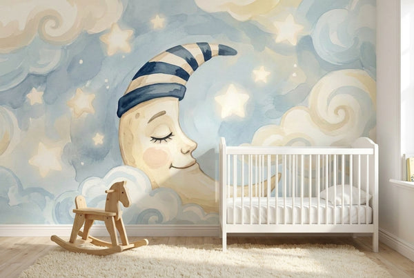 Papier peint mural Lune et Étoiles Endormies
