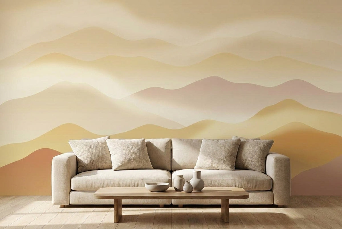 Papier peint mural Montagne dans la Brume Dorée