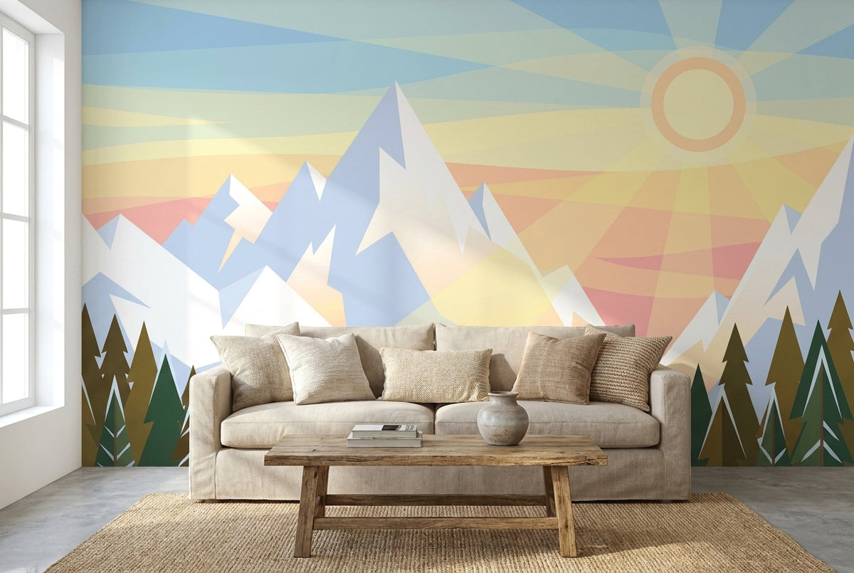 Papier peint mural Forêt Alpine et Sommets