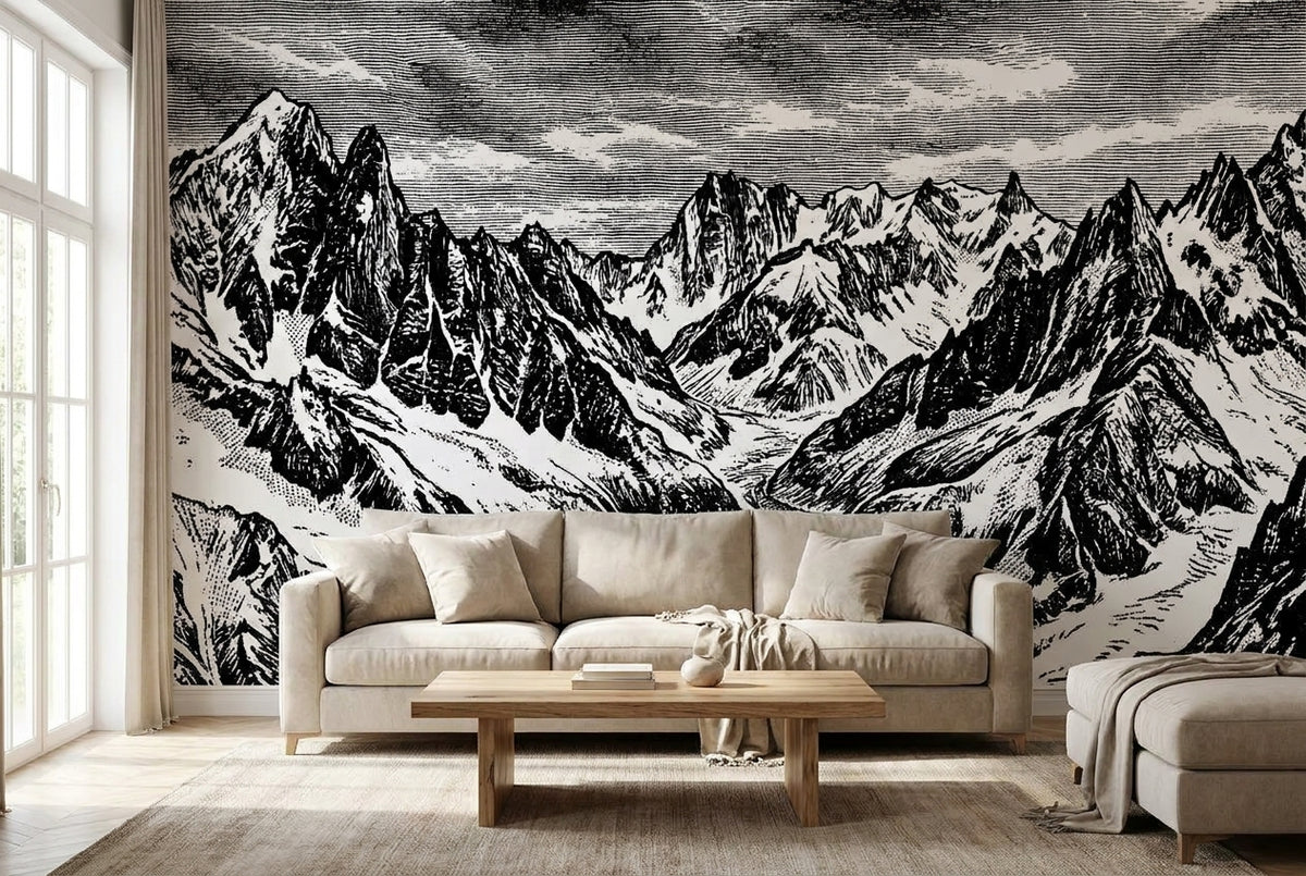 Papier peint mural Sommets Noir & Blanc