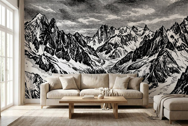Papier peint mural Sommets Noir & Blanc