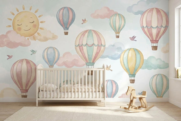 Papier peint mural Montgolfières dans un Ciel Pastel