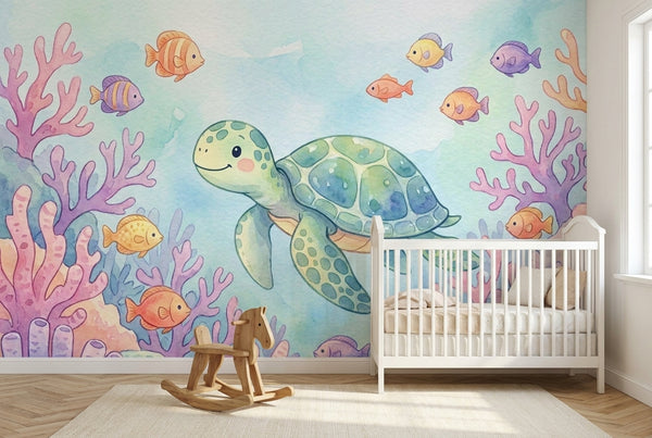 Papier peint mural Tortue et Récif Corallien